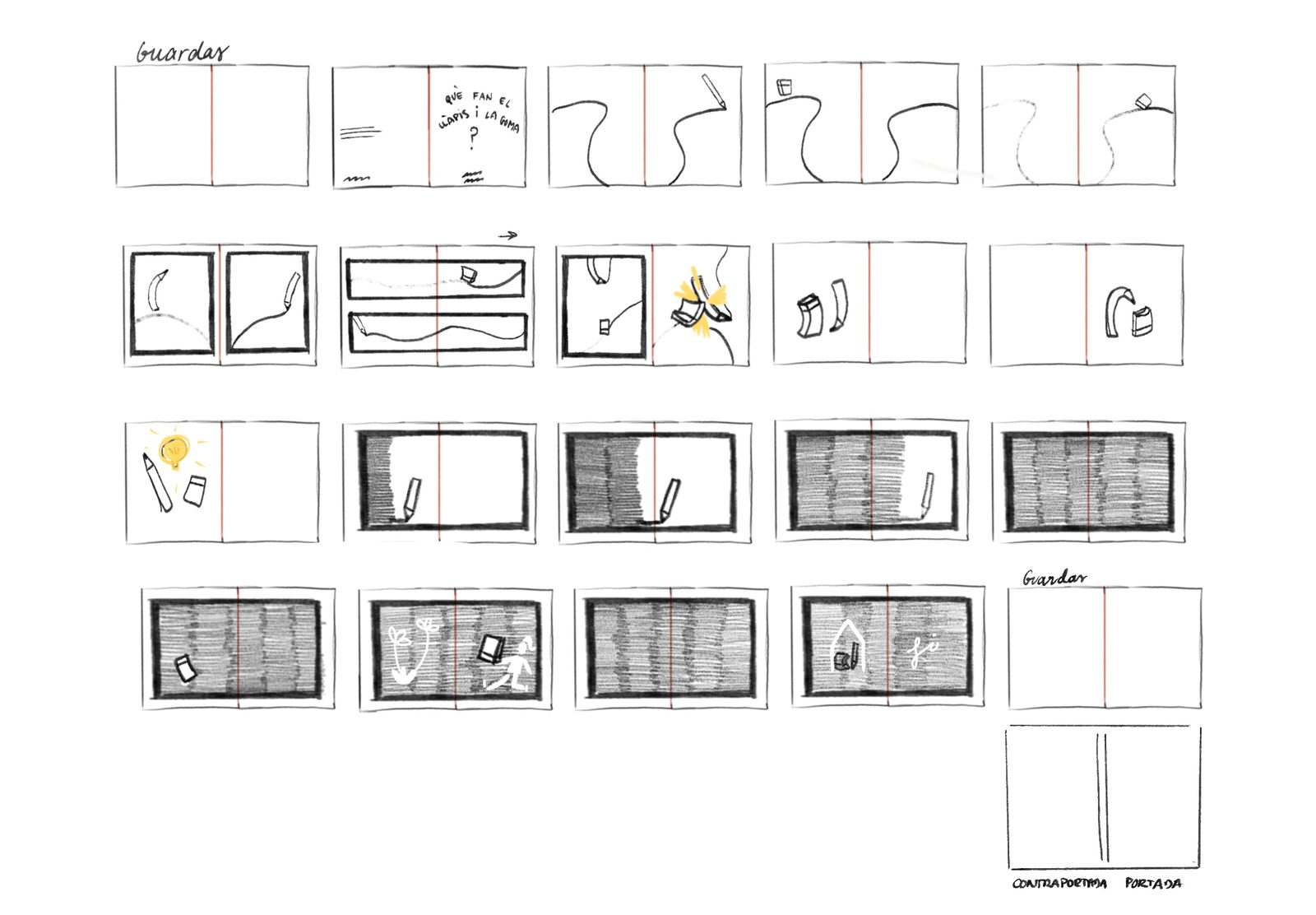 Què fan el llapis i la goma? — storyboard.