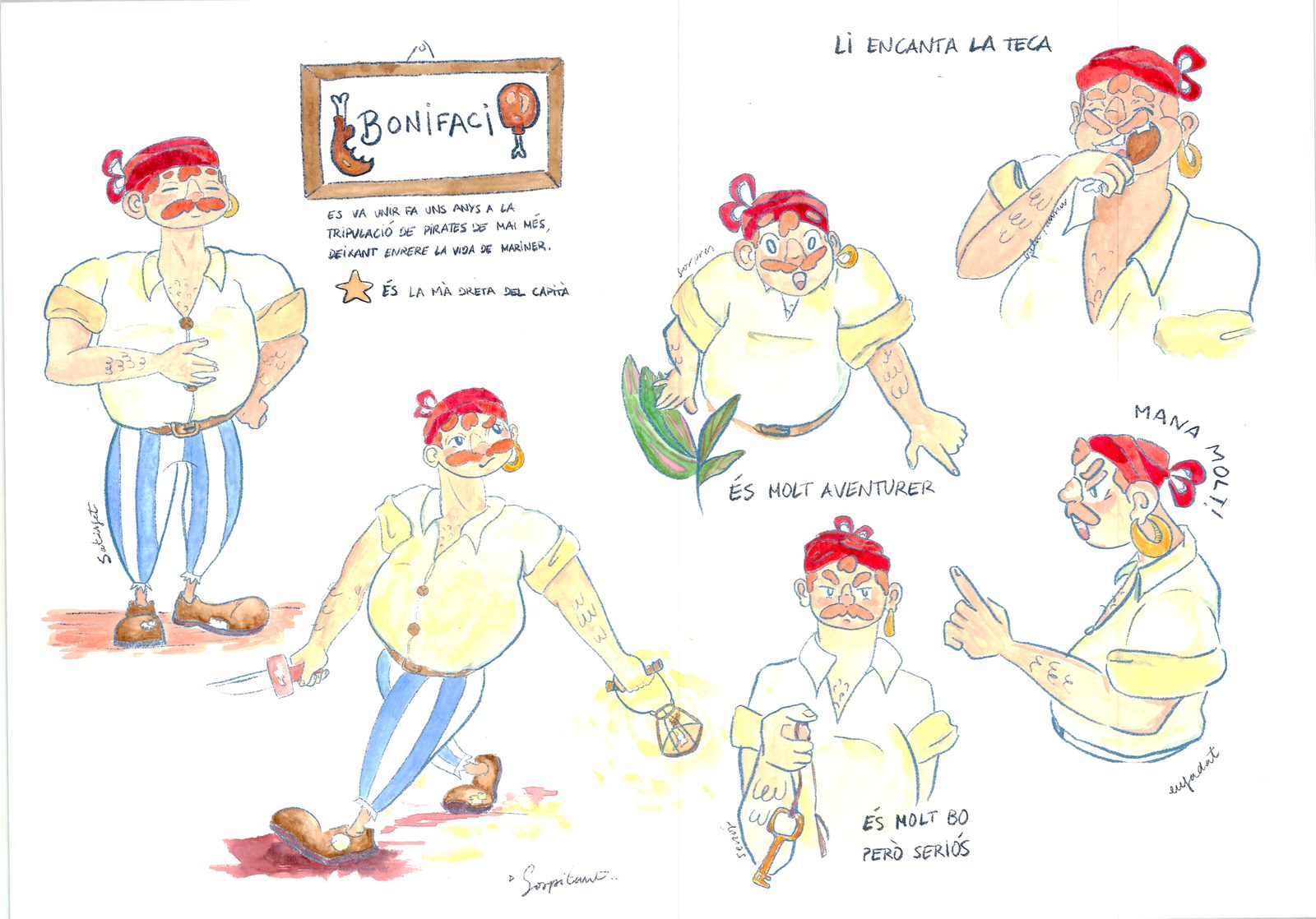 En Bonifaci, el pirata llaminer — disseny de personatge.